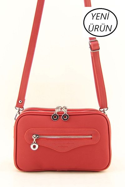 HNB Red Women's Crossbody Bag - Medium Size, Multi-Compartment