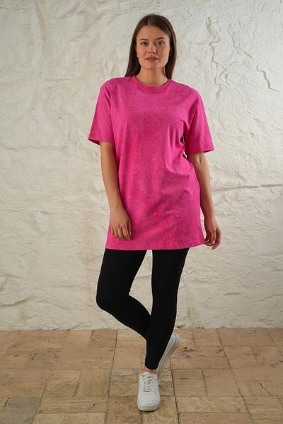 LİVE SPORT Acid Washed Batik Patterned Oversize Women's Tunic
