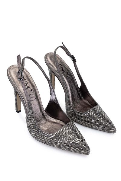 Tamer Tanca Genuine Leather Women's Metallic Heeled Shoes