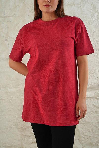 LİVE SPORT Acid Washed Batik Patterned Oversize Women's Tunic