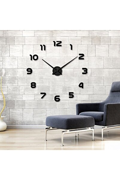 Otantik Modern Nesil Dıy 3d Dekoratif Büyük Boy Sticker Duvar Saati