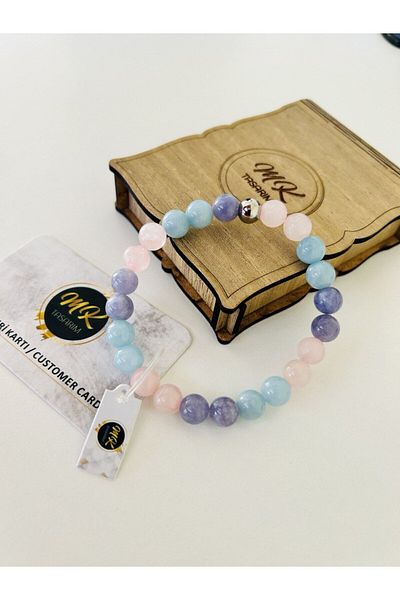 MK tasarım Real Blue-pink-purple Quartz Stone Bracelet