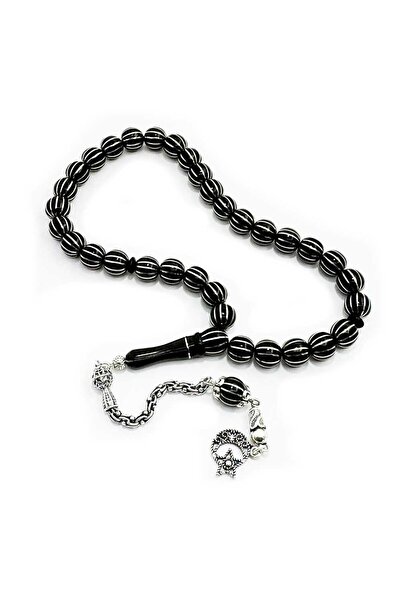 TAŞHAN 12 li Gümüş Yarma El İşçiliği Erzurum Oltu Taşı Tesbih