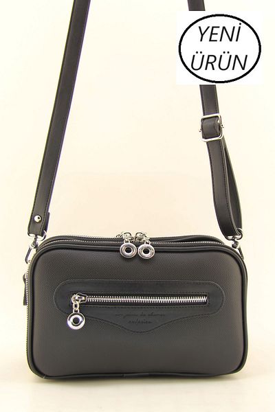 HNB Black Women's Crossbody Bag - Medium Size, Multi-Compartment