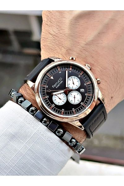 Ferrucci Men's Leather Cord Wristwatch - FCF.12709TK.05 Function