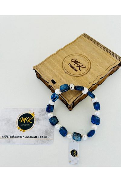 MK tasarım Real Labrodorite - Turquoise Bracelet|| Mktasarim in Special Box| Mktasarım Custom Customer Card