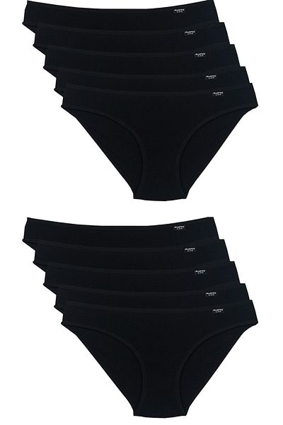 Bluence Μαύρο Χαμηλόμεσο Lycra Cotton Slip 10 Τεμάχια