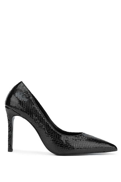 Tamer Tanca Genuine Leather Black Women's Heeled Shoes