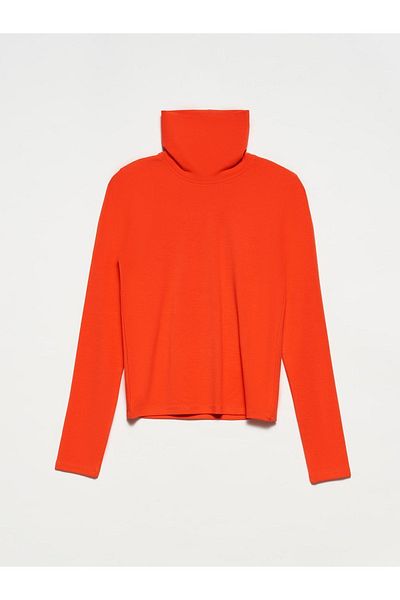 Dilvin 50167 Turtleneck Blouse-red