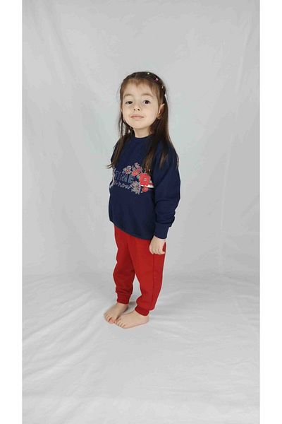 Bluence Σετ αθλητική φόρμα για κορίτσια Navy Blue Red εμπριμέ βαμβακερή