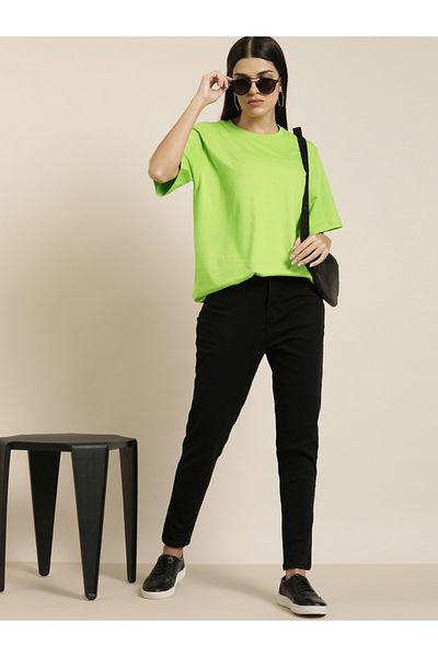 Dillinger By Styli Oversized Solid T-Shirt with Drop Shoulder Sleeves
