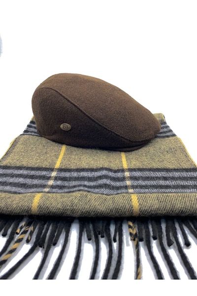 mercantoptan Men's Hat Wool London Cap with Scarf Gift Combination