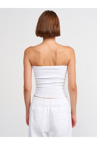 Dilvin 20667 Printed Crop Top-White