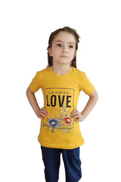 Bluence Tricou din bumbac pentru copii Hardal Kız Garson