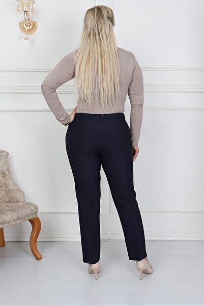 Bluence Women's Plus Size Black Fabric Trousers