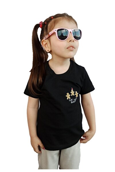 Bluence Tricou negru din bumbac pentru fete