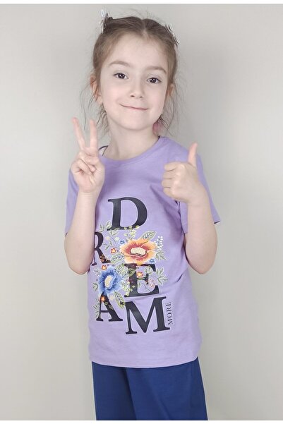 Bluence Tricou din bumbac liliac pentru fete