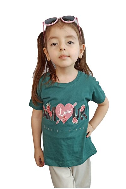 Bluence Tricou verde din bumbac pentru fete