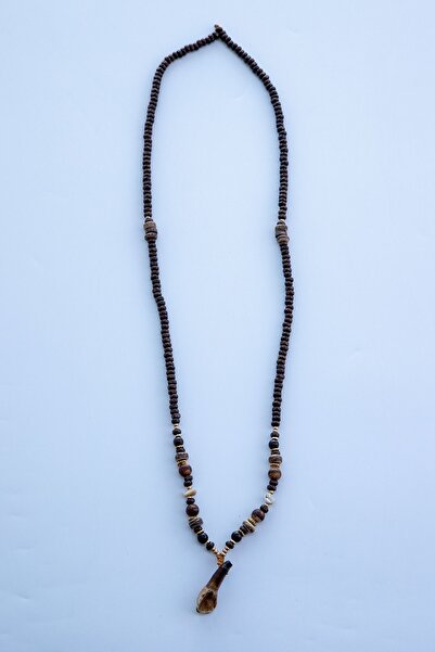 Lila Rosa قلادة هندية أصلية طويلة من الخشب