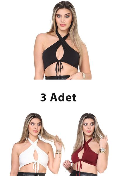 Bluence Flexible Comfortable Halter Neck 3 Pieces Crop Top