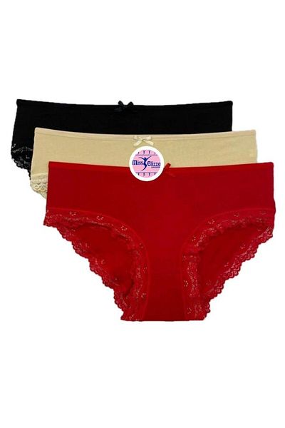 MİSS ELİZZA 2300-dantela Bato Negru, piele, rosu Culoare 3 bucati