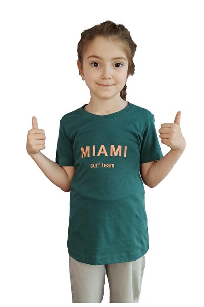 Bluence Tricou din bumbac pentru copii, verde, pentru fete, cu imprimeu cheln...