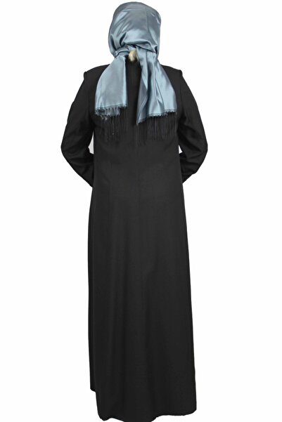 Bluence Women's Black Collar Detailed Zippered Top Coat