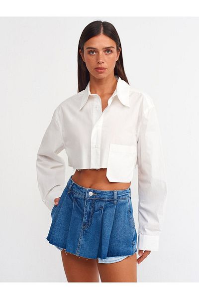 Dilvin 70864 Pantaloni scurți plisați Fustă - albastru
