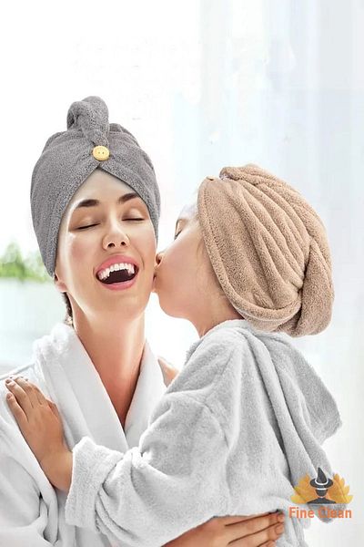 Fine Clean (1 Piece) Microfiber Gray Hair Towel, Hair Cap, Sea, Pool, After Bath Cap