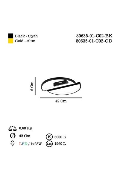 LUCEA Almıra Teklı Altın Ledlı Plafonyer 3000k