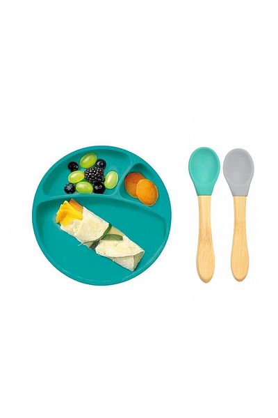 OiOi Bamboo Handle Silicone Spoon - Plate+