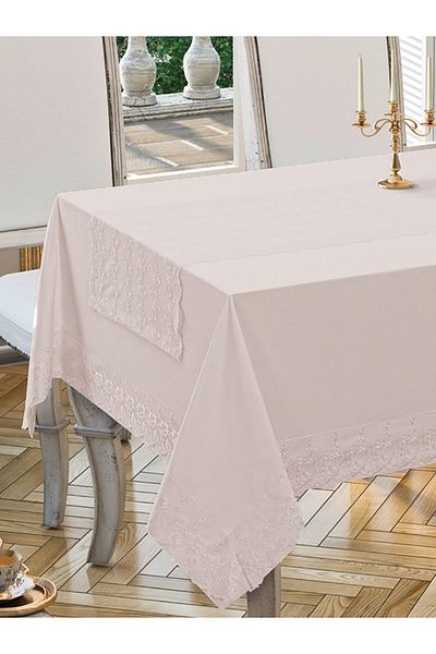 Tropikhome Joie Lacy Cotton Tablecloth - Runner Set, Wholesale 160x220 Cm