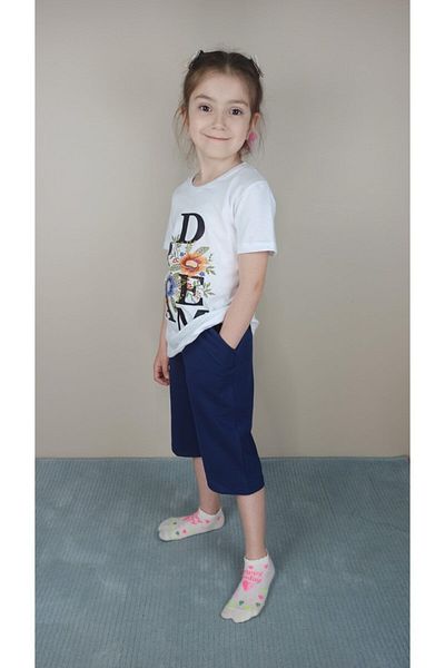 Bluence Costum Capri alb din bumbac pentru fete