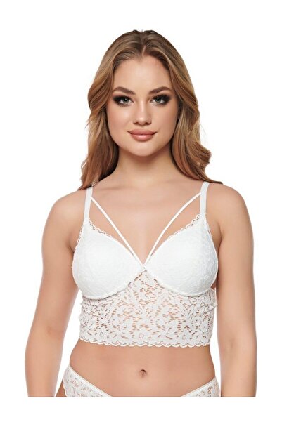 Bluence Kadın Ekru Dantelli Hafif Destekli Bralet 9020s