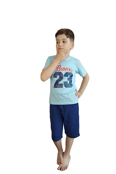 Bluence Αγόρια σερβιτόρα Παιδικό βαμβακερό μπλε κάπρι κοστούμι