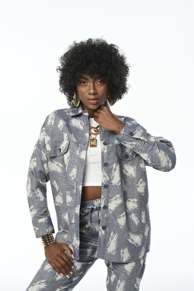 Orfeo Negro Жіноча сорочка з синім візерунком - з двома кишенями