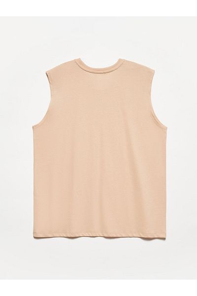 Dilvin 30313 Tricou lung supradimensionat fără mâneci-bej