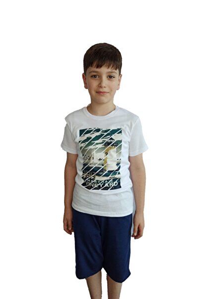 Bluence Tricou alb din bumbac pentru băieți, model chelner