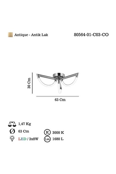 LUCEA Sarına 3 Lu Ledlı Eskıtme Plafonyer 3000k