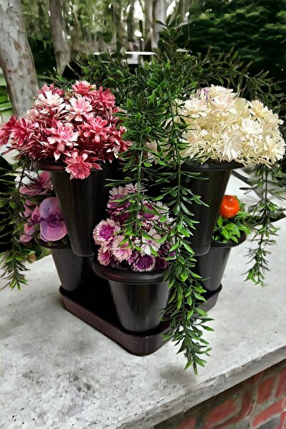 Moreva 2 Katlı Şanslı Yonca Kule Saksı Seti Çiçek Bitki Sebze Meyve Salon Mutfak Banyo Bahçe Saksı Seti