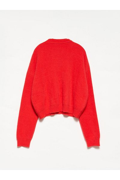 Dilvin 10276 Crew Neck Sweater-red