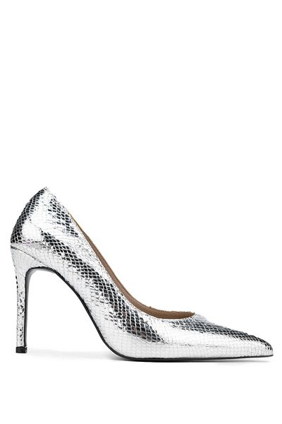 Tamer Tanca Gray Genuine Leather Women's Heeled Shoes