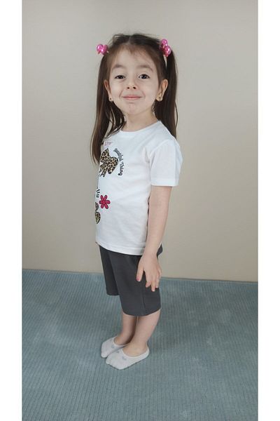 Bluence Costum Capri alb din bumbac pentru fete
