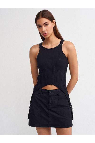 Dilvin 80872 Fustă mini cargo - negru