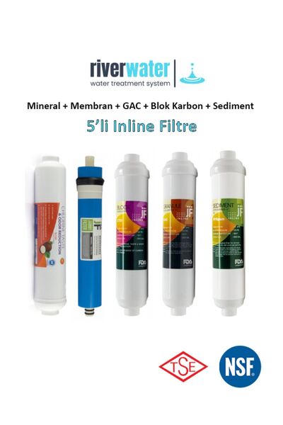 Kapalı Kasa Su Arıtma Cihazlarına Uyumlu 5'li Inline Filtre Seti