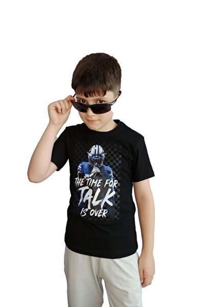 Bluence Tricou negru din bumbac pentru băieți Garson Kid