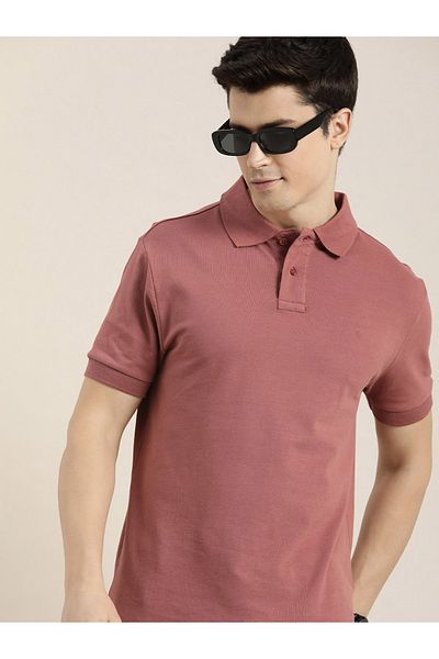 Dillinger By Styli Solid High Low Hem Polo with Short Sleeves