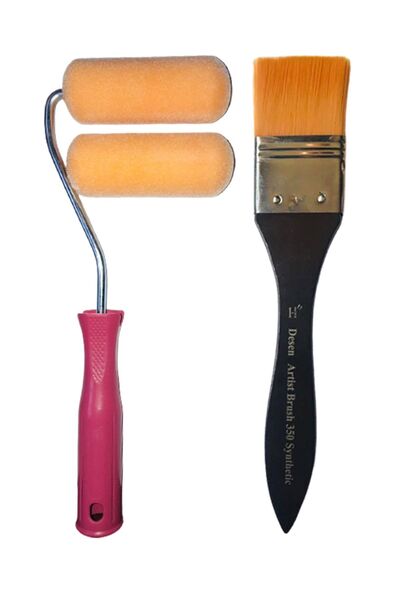 Desenartist Brush Desen Kadife Kadife Kaplı Rulo Seti(10 CM) Desen Ipek 1,5'' Fırça:4cm-(AVANTAJ PAKETİ)-