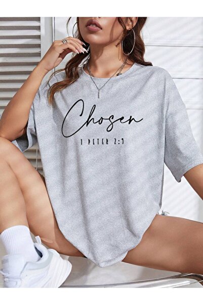 SeusCraft Μπλουζάκι Chosen Peter - Γκρι με στάμπα, υπερμεγέθη καλοκαιρινό κον...