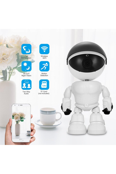 qasul HD 1080P Robot Kamera Gece Görüşü Hareket Algılama İki Yönlü Sesli Telefon Uygulama Kontrolü